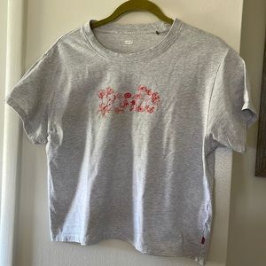 Levi Crop Top Tee Small Light Gray 100% Cotton